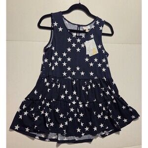 LuLaRoe ELIANA‎ XXSMALL Navy Star Sleeveless Tiered Babydoll Top NWT! OVERSIZED